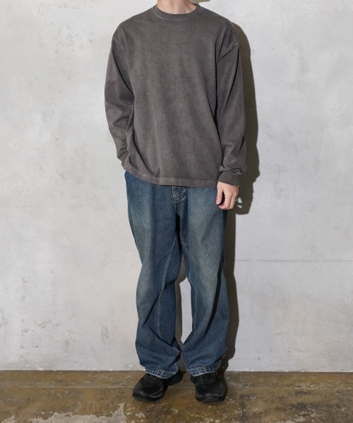 TOWNCRAFT（タウンクラフト）の「TOWNCRAFT / タウンクラフト VINTAGE DYE 9OZ LS TEE ヴィンテージ加工 ピグメント ヘビーウェイト 長袖Tシャツ（Tシャツ/カットソー・メンズ・パープル/ピンク/グリーン/ターコイズブルー/グレー/ブラック・MEDIUM/LARGE/X-LARGE）」の16枚目の写真