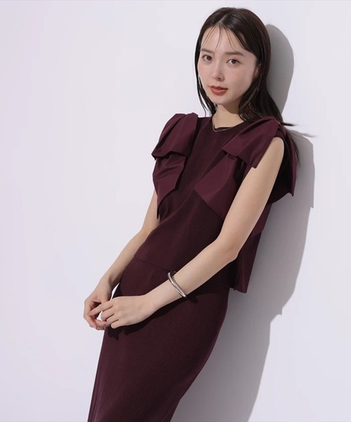 Mystrada(マイストラーダ)の「肩リボンニット(ニット/セーター・レディース・ボルドー/ネイビー・38)」の19枚目の写真