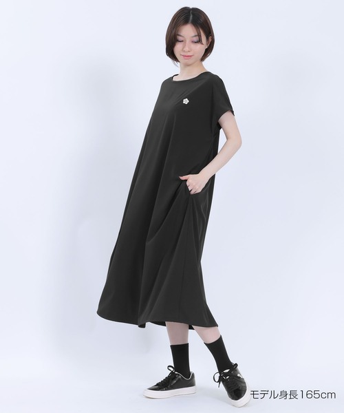 マリークワント　半袖ワンピース　ブラック MARY QUANT（マリークワント）の「オープンバックWカットソー