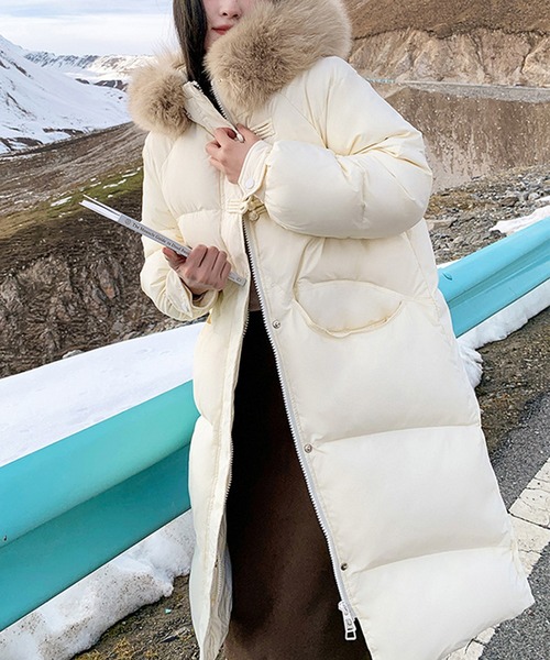 ファー付き フード ロングダウンコート culw829（ダウンジャケット