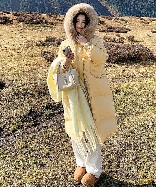 セール】ファー付き フード ロングダウンコート culw829（ダウン