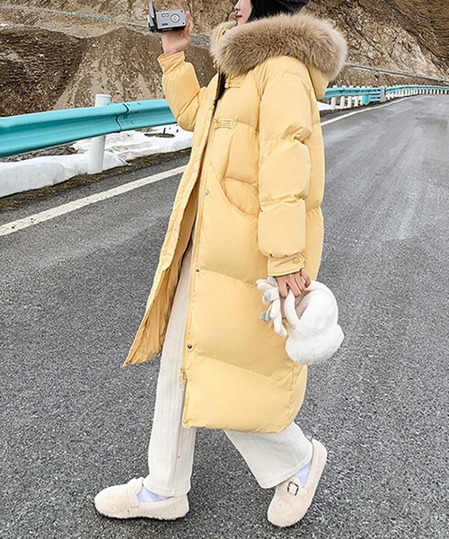 ファー付き フード ロングエコダウンコート culw829（ダウンジャケット