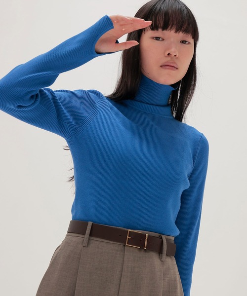 DRESSLAVE（ドレスレイブ）の「cutout rib turtleneck pull(カットアウトリブタートルネックプルオーバー)（ニット/セーター・レディース・チャコールグレー/ブルー/ピンク・38）」の14枚目の写真