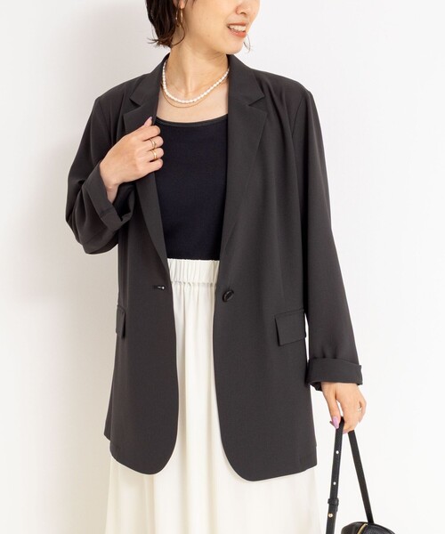 NOLLEY’S（ノーリーズ）の「ウォッシャブルシアーライトジャケット（テーラードジャケット・レディース・ブラック/チャコールグレー・38/36）」の6枚目の写真