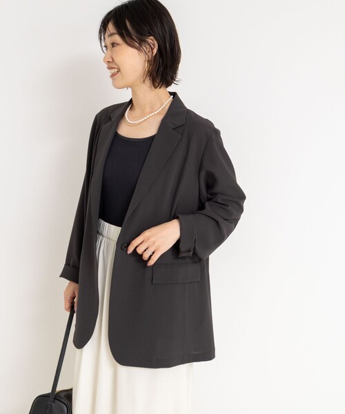 NOLLEY’S（ノーリーズ）の「ウォッシャブルシアーライトジャケット（テーラードジャケット・レディース・ブラック/チャコールグレー・38/36）」の7枚目の写真