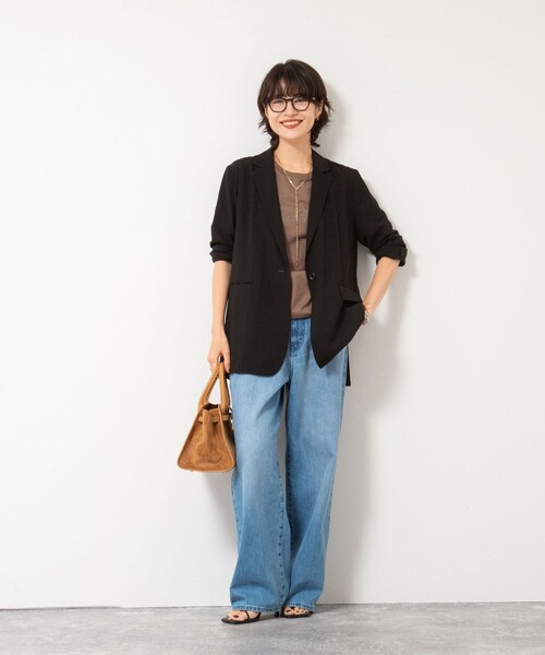 NOLLEY’S（ノーリーズ）の「ウォッシャブルシアーライトジャケット（テーラードジャケット・レディース・ブラック/チャコールグレー・38/36）」の8枚目の写真