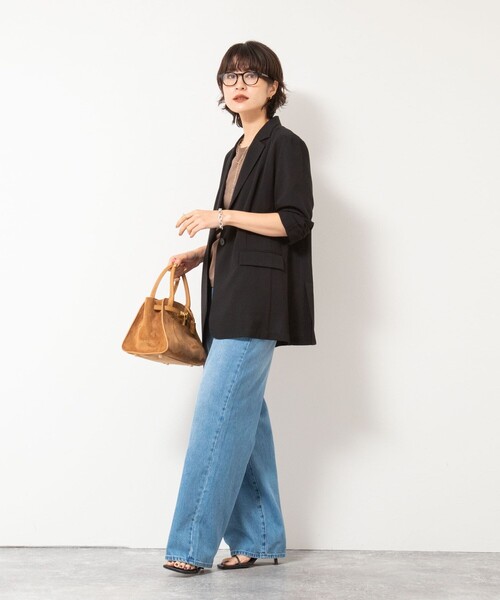 NOLLEY’S（ノーリーズ）の「ウォッシャブルシアーライトジャケット（テーラードジャケット・レディース・ブラック/チャコールグレー・38/36）」の9枚目の写真