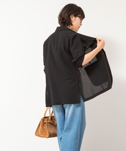 NOLLEY’S（ノーリーズ）の「ウォッシャブルシアーライトジャケット（テーラードジャケット・レディース・ブラック/チャコールグレー・38/36）」の11枚目の写真