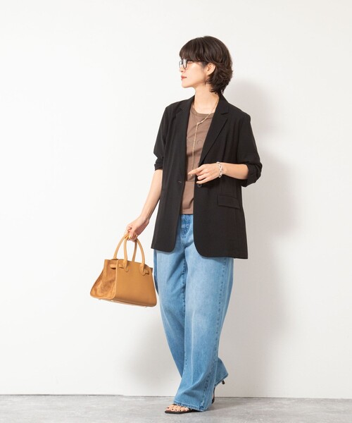 NOLLEY’S（ノーリーズ）の「ウォッシャブルシアーライトジャケット（テーラードジャケット・レディース・ブラック/チャコールグレー・38/36）」の12枚目の写真