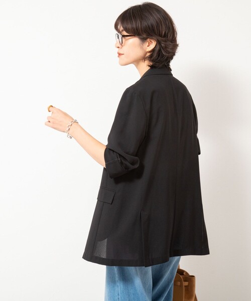 NOLLEY’S（ノーリーズ）の「ウォッシャブルシアーライトジャケット（テーラードジャケット・レディース・ブラック/チャコールグレー・38/36）」の14枚目の写真