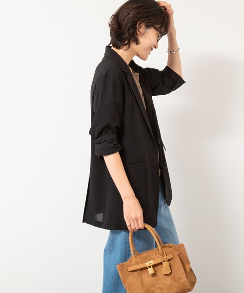 NOLLEY’S（ノーリーズ）の「ウォッシャブルシアーライトジャケット（テーラードジャケット・レディース・ブラック/チャコールグレー・38/36）」の15枚目の写真