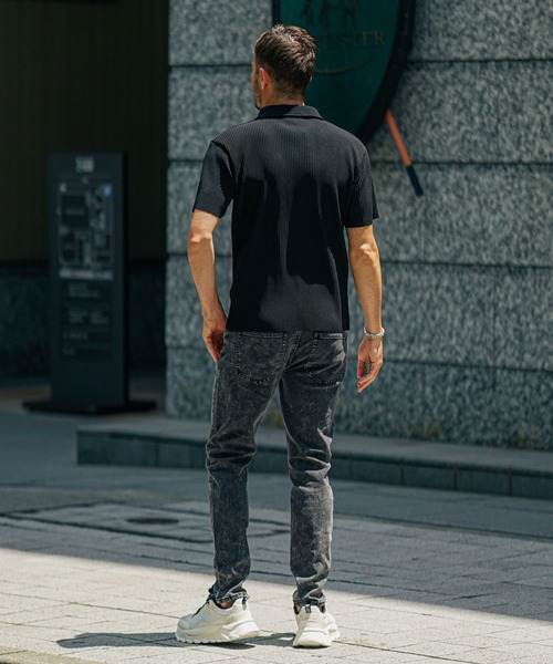 JOKER（ジョーカー）の「プリーツポロシャツ メンズ ストライプ ブラック カーキ グレー 黒（ポロシャツ・メンズ・グレー/ブラック/カーキ・M/L/XL）」の5枚目の写真