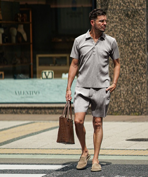 JOKER（ジョーカー）の「プリーツポロシャツ メンズ ストライプ ブラック カーキ グレー 黒（ポロシャツ・メンズ・グレー/ブラック/カーキ・M/L/XL）」の6枚目の写真