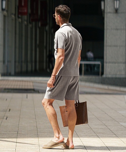 JOKER（ジョーカー）の「プリーツポロシャツ メンズ ストライプ ブラック カーキ グレー 黒（ポロシャツ・メンズ・グレー/ブラック/カーキ・M/L/XL）」の7枚目の写真