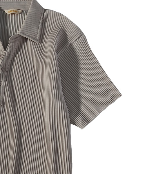 JOKER（ジョーカー）の「プリーツポロシャツ メンズ ストライプ ブラック カーキ グレー 黒（ポロシャツ・メンズ・グレー/ブラック/カーキ・M/L/XL）」の11枚目の写真