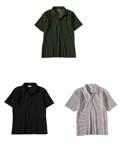 JOKER（ジョーカー）の「プリーツポロシャツ メンズ ストライプ ブラック カーキ グレー 黒（ポロシャツ・メンズ・グレー/ブラック/カーキ・M/L/XL）」の14枚目の写真