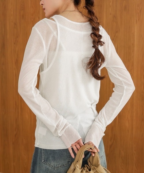 Bab(バブ)の「【2点セット】レイヤードセットシアーカットソー(Tシャツ/カットソー・レディース・オフホワイト・FREE)」の6枚目の写真