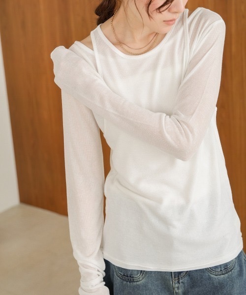 Bab(バブ)の「【2点セット】レイヤードセットシアーカットソー(Tシャツ/カットソー・レディース・オフホワイト・FREE)」の8枚目の写真