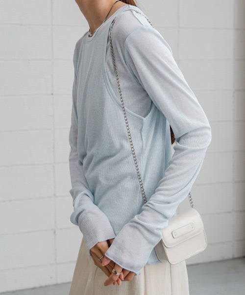 Bab(バブ)の「【2点セット】レイヤードセットシアーカットソー(Tシャツ/カットソー・レディース・オフホワイト・FREE)」の16枚目の写真
