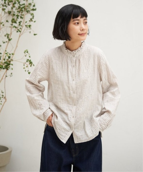 LBC(エルビーシー)の「オーガニックコットン襟フリルブラウス(シャツ/ブラウス・レディース・ホワイト/ネイビー/パープル/ベージュ/その他31・M/L)」の3枚目の写真