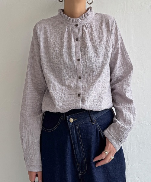 LBC(エルビーシー)の「オーガニックコットン襟フリルブラウス(シャツ/ブラウス・レディース・ホワイト/ネイビー/パープル/ベージュ/その他31・M/L)」の5枚目の写真