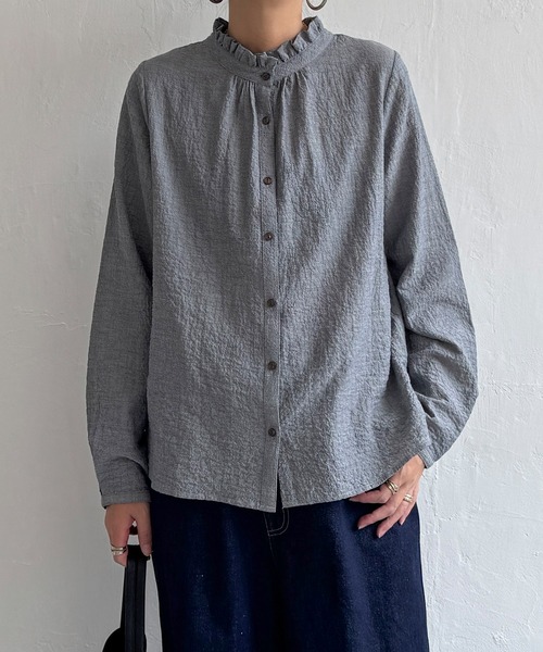 LBC(エルビーシー)の「オーガニックコットン襟フリルブラウス(シャツ/ブラウス・レディース・ホワイト/ネイビー/パープル/ベージュ/その他31・M/L)」の4枚目の写真