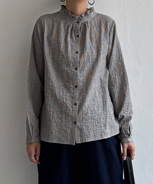 LBC(エルビーシー)の「オーガニックコットン襟フリルブラウス(シャツ/ブラウス・レディース・ホワイト/ネイビー/パープル/ベージュ/その他31・M/L)」の7枚目の写真