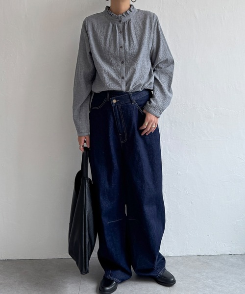 LBC(エルビーシー)の「オーガニックコットン襟フリルブラウス(シャツ/ブラウス・レディース・ホワイト/ネイビー/パープル/ベージュ/その他31・M/L)」の8枚目の写真