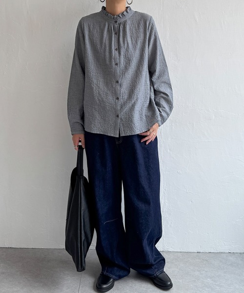 LBC(エルビーシー)の「オーガニックコットン襟フリルブラウス(シャツ/ブラウス・レディース・ホワイト/ネイビー/パープル/ベージュ/その他31・M/L)」の9枚目の写真