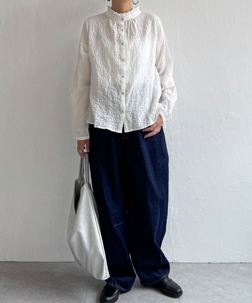 LBC(エルビーシー)の「オーガニックコットン襟フリルブラウス(シャツ/ブラウス・レディース・ホワイト/ネイビー/パープル/ベージュ/その他31・M/L)」の11枚目の写真