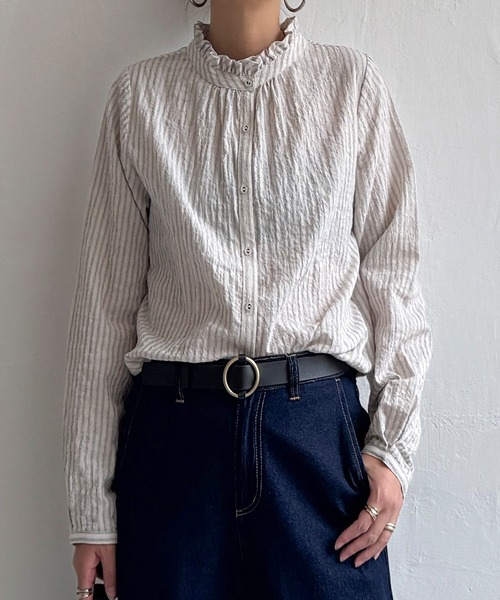 LBC(エルビーシー)の「オーガニックコットン襟フリルブラウス(シャツ/ブラウス・レディース・ホワイト/ネイビー/パープル/ベージュ/その他31・M/L)」の13枚目の写真