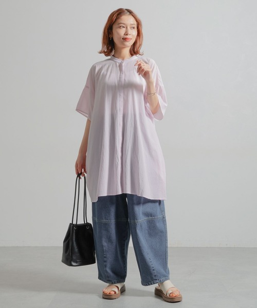 studio CLIP（スタディオクリップ）の「コットンボイルチュニックワンピース（チュニック・レディース・ブラック/ライトグレー/ピンク・FREE）」の16枚目の写真