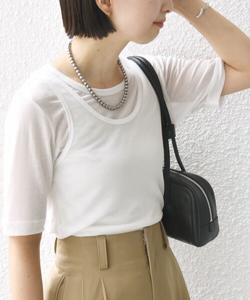 SHIPS(シップス)の「シアー フライス レイヤード TEE(Tシャツ/カットソー・レディース・ピンク/ホワイト/ブラック・ONE SIZE)」の8枚目の写真