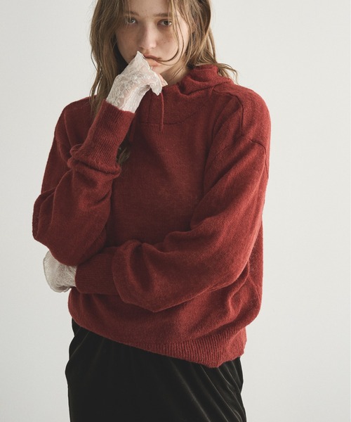 LOSCa(ロスカ)の「アルパカブレンドニットフーディ―トップス(ニット/セーター・レディース・ボルドー/グレー/ミント/アイボリー・FREE)」の6枚目の写真