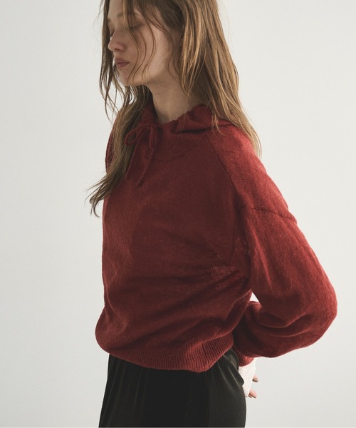 LOSCa(ロスカ)の「アルパカブレンドニットフーディ―トップス(ニット/セーター・レディース・ボルドー/グレー/ミント/アイボリー・FREE)」の8枚目の写真