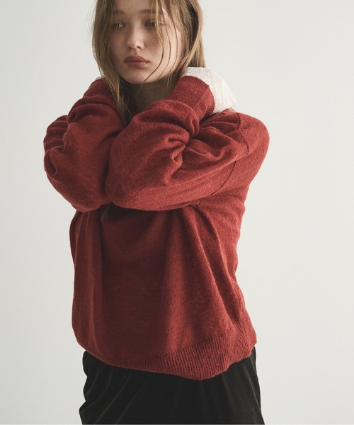 LOSCa(ロスカ)の「アルパカブレンドニットフーディ―トップス(ニット/セーター・レディース・ボルドー/グレー/ミント/アイボリー・FREE)」の7枚目の写真