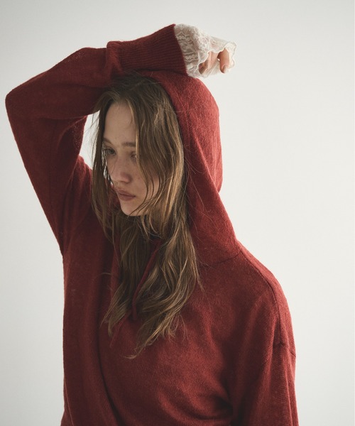 LOSCa(ロスカ)の「アルパカブレンドニットフーディ―トップス(ニット/セーター・レディース・ボルドー/グレー/ミント/アイボリー・FREE)」の10枚目の写真