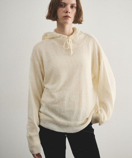 LOSCa(ロスカ)の「アルパカブレンドニットフーディ―トップス(ニット/セーター・レディース・ボルドー/グレー/ミント/アイボリー・FREE)」の14枚目の写真