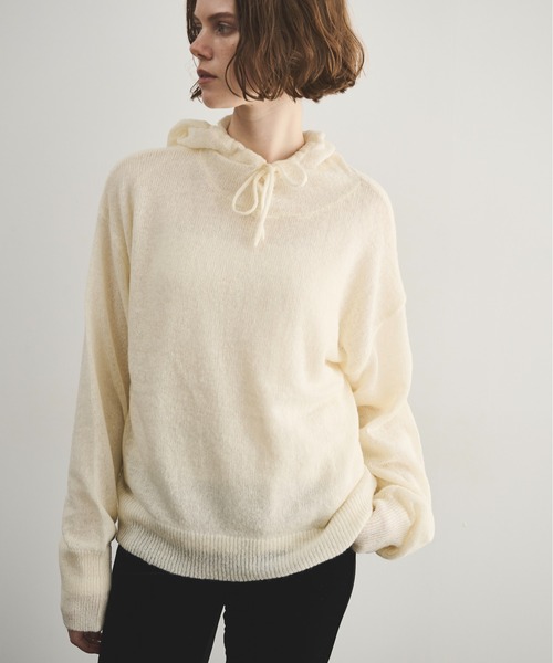 LOSCa(ロスカ)の「アルパカブレンドニットフーディ―トップス(ニット/セーター・レディース・ボルドー/グレー/ミント/アイボリー・FREE)」の15枚目の写真