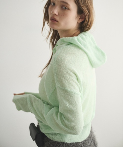 LOSCa(ロスカ)の「アルパカブレンドニットフーディ―トップス(ニット/セーター・レディース・ボルドー/グレー/ミント/アイボリー・FREE)」の5枚目の写真