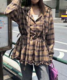 CIAOPANIC | ボウタイ付き裾ティアードチェックシャツワンピース(シャツ/ブラウス)