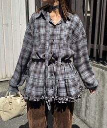 CIAOPANIC | ボウタイ付き裾ティアードチェックシャツワンピース(シャツ/ブラウス)