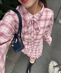 CIAOPANIC | ボウタイ付き裾ティアードチェックシャツワンピース(シャツ/ブラウス)