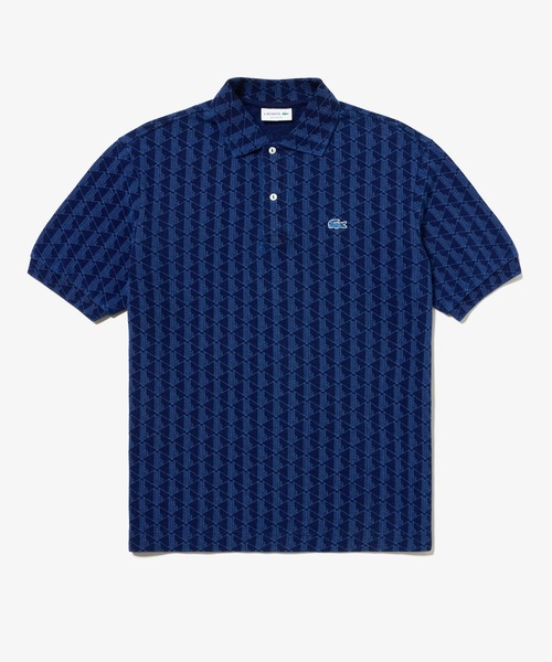 LACOSTE(ラコステ)の「モノグラム インディゴ鹿の子地ポロシャツ(ポロシャツ・メンズ・ブラック/ライトインディゴブルー/インディゴブルー・3/2/4/5)」の1枚目の写真