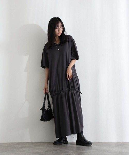 ブラウス風パフスリーブカットソー（ワンピース）｜ElegChic