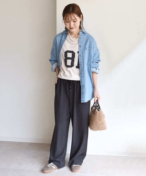 セール】〈UVカット/防シワ加工〉梳毛調 ストレッチ ドロスト パンツ