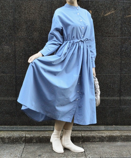 &soiree(アンドソワレ)の「【&soiree】タック入りウエストリボンシャツワンピース(シャツワンピース・レディース・ベージュ/ブルー/ホワイト・MEDIUM/SMALL)」の10枚目の写真