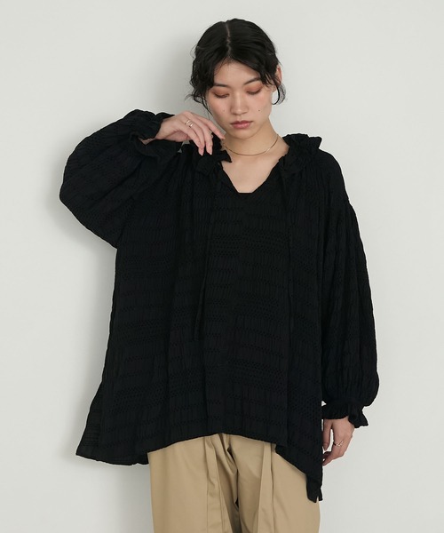 forksy.(フォルクシー)の「【forksy.】モールドビーボリュームスリーブフリルブラウス(シャツ/ブラウス・レディース・ホワイト/ブラック・FREE)」の4枚目の写真