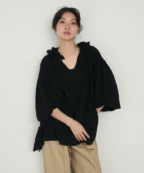 forksy.(フォルクシー)の「【forksy.】モールドビーボリュームスリーブフリルブラウス(シャツ/ブラウス・レディース・ホワイト/ブラック・FREE)」の5枚目の写真