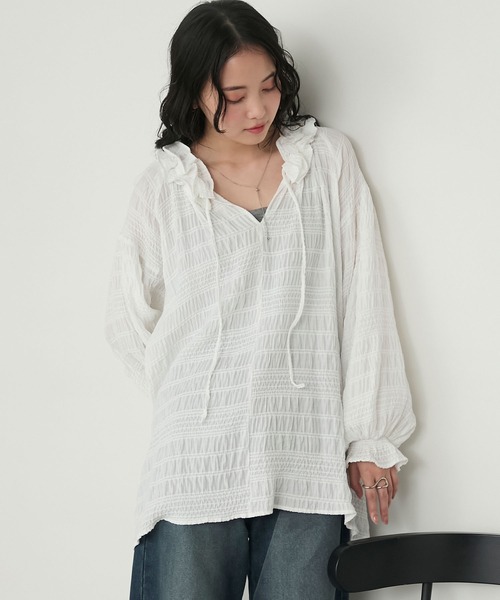 forksy.(フォルクシー)の「【forksy.】モールドビーボリュームスリーブフリルブラウス(シャツ/ブラウス・レディース・ホワイト/ブラック・FREE)」の11枚目の写真